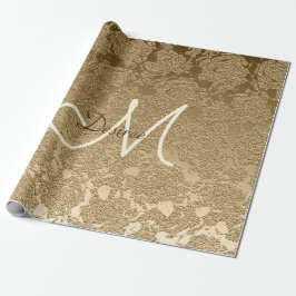 Elegant Monogram Guld Modern Girly Blommigt Presentpapper