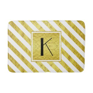 Elegant Monogram Guld Rand Badrumsmatta