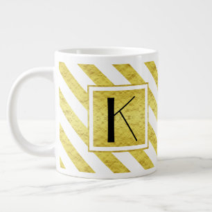 Elegant Monogram Guld Rand Jumbo Mugg
