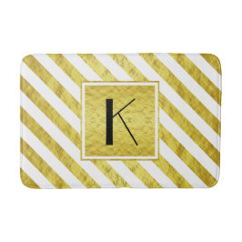 Elegant Monogram Guld Ränder Badrumsmatta