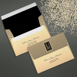 Elegant Monogram Guld Svart Bröllop