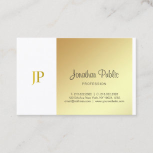 Elegant Monogram Guld Vit Enkel Lyxig Skrift Visitkort
