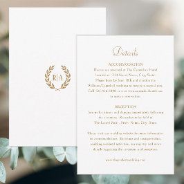 Elegant Monogram Guld White Bröllop Tilläggskort