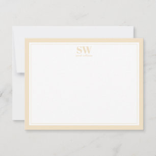 Elegant Monogram Gult Gräns Minimalist Anteckningskort