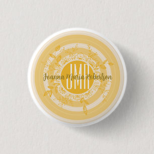 ELEGANT MONOGRAM GULT GULD KRÄFTFLÖDEN ANPASSNINGS KNAPP