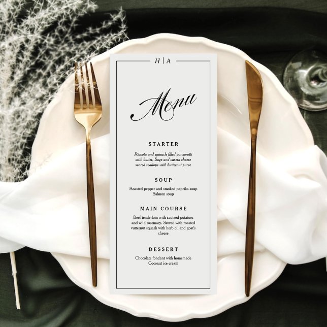 Elegant Monogram Handwriting Wedding Dinner  Meny (Skapare uppladdad)