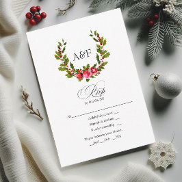 Elegant Monogram Holly och Ivy jul Bröllop OSA Kort
