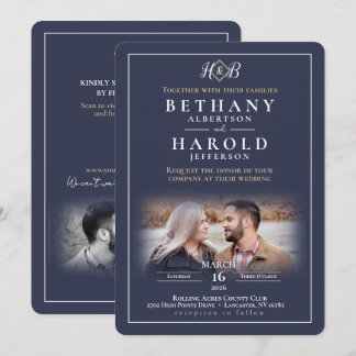 Elegant Monogram-inbjudan Inbjudningar