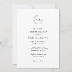 Elegant Monogram Inbjudningskort för möhippan