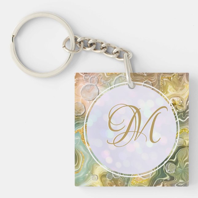 Elegant Monogram Initial Abstrakt Guldmarmor (Framsidan)