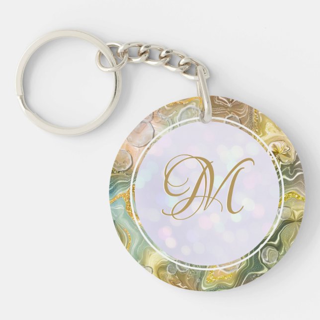 Elegant Monogram Initial Abstrakt Guldmarmor (Framsidan)