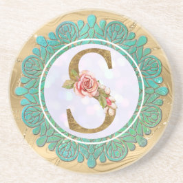 Elegant Monogram Initial Brev med Mandala Underlägg
