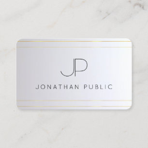 Elegant Monogram Initial Guld Silver Rundad Visitkort
