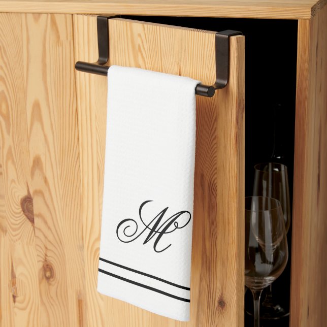 Elegant Monogram Initial Kökshandduk (Thirds Fold)