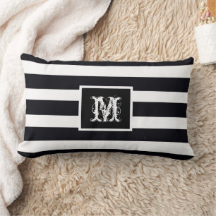 Elegant Monogram Initial Modern Chic Black & White Lumbarkudde