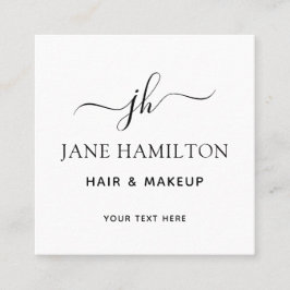 Elegant Monogram Initial Namn Affärskort Fyrkantigt Visitkort