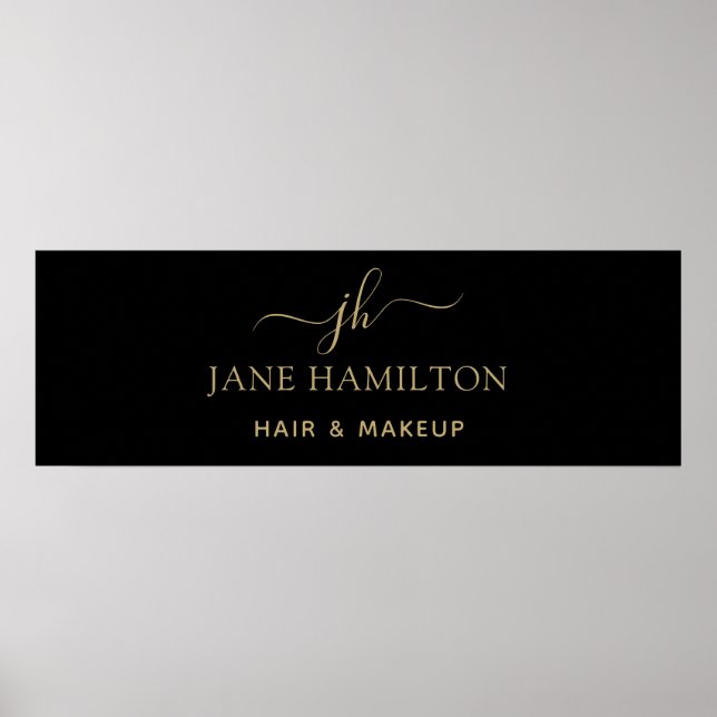 Elegant Monogram Initial Namn Business Poster (Framsidan)