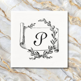Elegant Monogram Initial Pappersservett