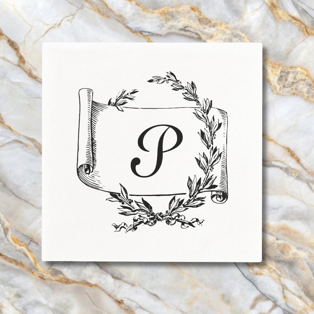 Elegant Monogram Initial Pappersservett (Skapare uppladdad)
