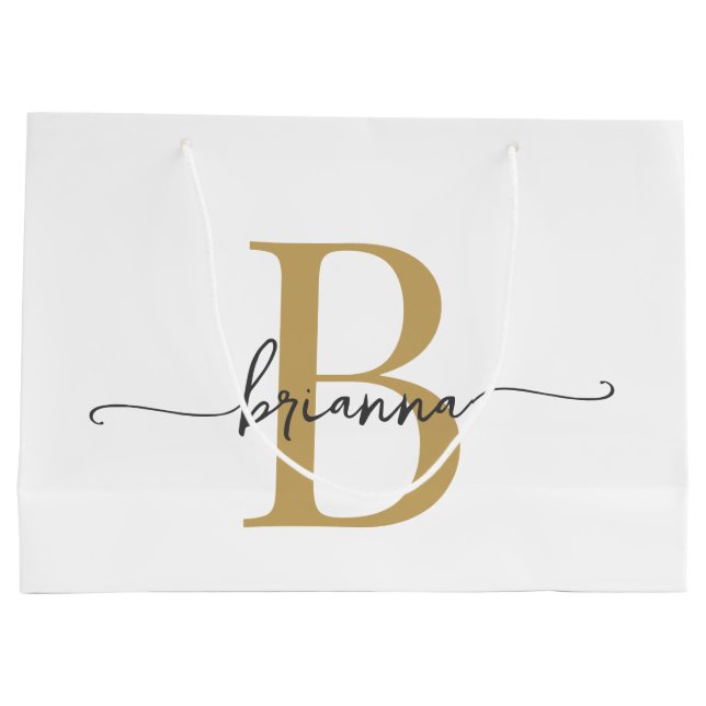 Elegant monogram initial skrift modern vit guld (Baksidan)
