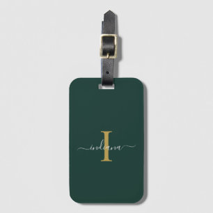 Elegant Monogram Initial Skript Namn Resa Bagagebricka