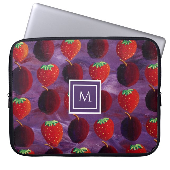 Elegant Monogram Initial Sommarfrukter Laptop Fodral (Framsidan)