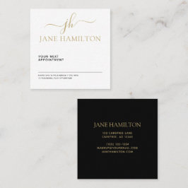 Elegant Monogram Initial Svart och Guld Tidsbeställning Kort