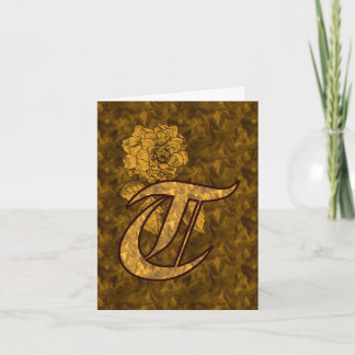 Elegant Monogram Initial T Guld Peony Personlig Anteckningskort