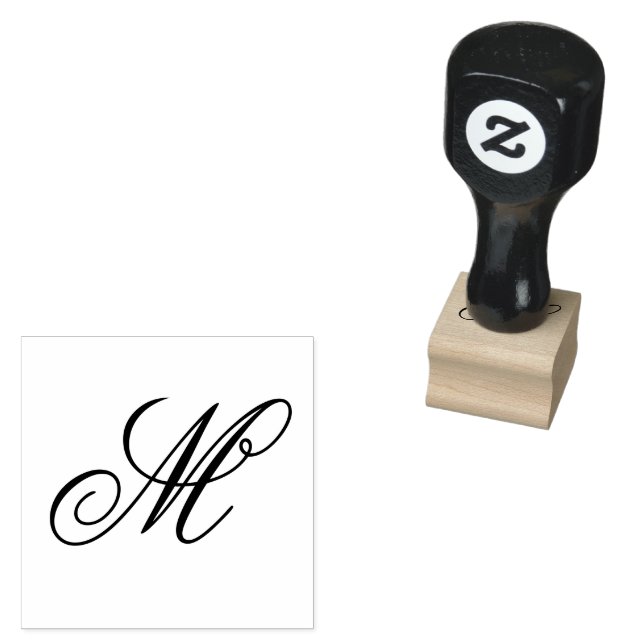 Elegant Monogram Initial Trä Art Stämpel (Stämplad)