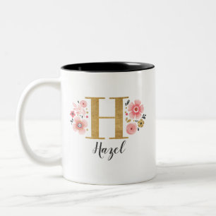 Elegant Monogram Initial Två-Tonad Mugg