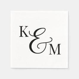 Elegant Monogram Initialer Ampersand Bröllop Pappersservett