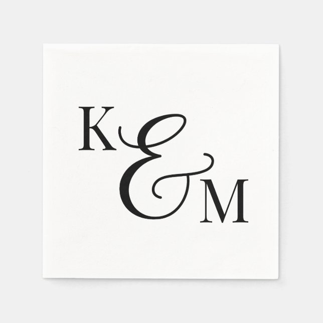 Elegant Monogram Initialer Ampersand Bröllop Pappersservett (Framsidan)