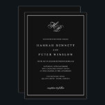 Elegant Monogram Initialer Black Ram Bröllop Inbjudningar<br><div class="desc">Den här tidlösa inbjudan till ett svartvitt inramat bröllop är elegans och sofistikering. I mitten har ett vackert monogram parets initialer i ett lätt grått Flemish-skript. Den monokromatiska paletten förstärker inbjudningens minimalistiska charm och gör det möjligt för de invecklade detaljerna i skriptet att gå i centrum, vilket ger en känsla...</div>