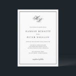 Elegant Monogram Initialer Black Ram Bröllop Inbjudningar<br><div class="desc">Den här tidlösa inbjudan till ett svartvitt inramat bröllop är elegans och sofistikering. I mitten har ett vackert monogram parets initialer i ett lätt grått Flemish-skript. Den monokromatiska paletten förstärker inbjudningens minimalistiska charm och gör det möjligt för de invecklade detaljerna i skriptet att gå i centrum, vilket ger en känsla...</div>