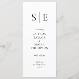 Elegant Monogram Initialer Bröllop Program