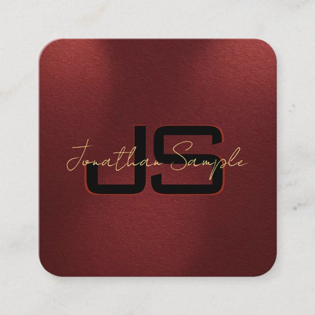 Elegant Monogram Initialer Guld Färg Fyrkantigt Visitkort (Framsida)