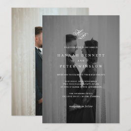 Elegant Monogram Initialer - minimalt foto Bröllop Inbjudningar