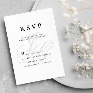 Elegant monogram initialer svart vit OSA Inbjudningar