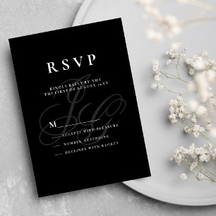 Elegant monogram initialer svart vit OSA Inbjudningar