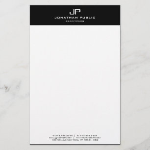 Elegant Monogram inledande svartvit mall Brevpapper