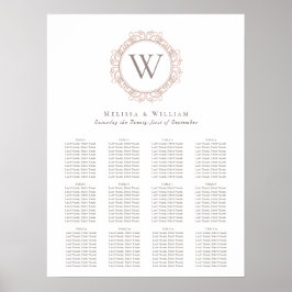 Elegant Monogram Insignia Bröllop-säten Poster