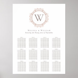 Elegant Monogram Insignia Bröllop-säten Poster