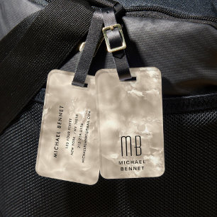 Elegant Monogram Ivory Bagagebricka
