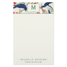 Elegant Monogram Japanskt träblock Bird