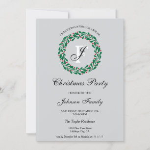 Elegant Monogram jul Utandning Party Inbjudningar