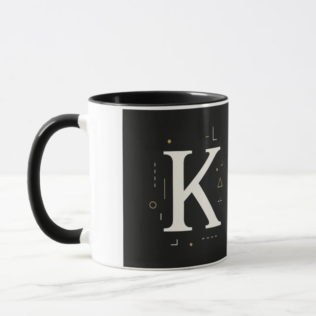 "Elegant Monogram K Mugg - Personlig Kaffe Kopp (Vänster)