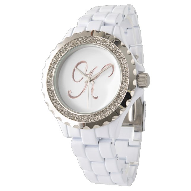 Elegant Monogram K Ro Guld Armbandsur (Vinklad)