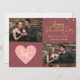 Elegant Monogram Kärlek valentins dag par foto Julkort