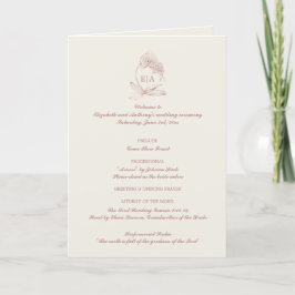 Elegant Monogram katolska Bröllop Mass Ceremony Program
