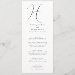 Elegant Monogram Klassisk Chic Svart Vit Bröllop Meny